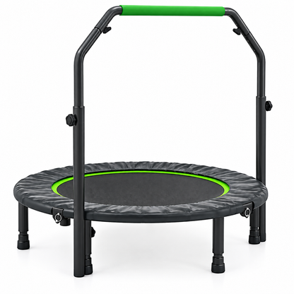 Mini Trampoline Fitness Pliable 102 cm – Barre Réglable, Cardio Adultes, Gym Maison