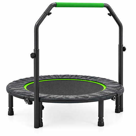 Foldable Fitness Mini Trampoline 102 cm – Adjustable Bar, Adult Cardio, Home Gym