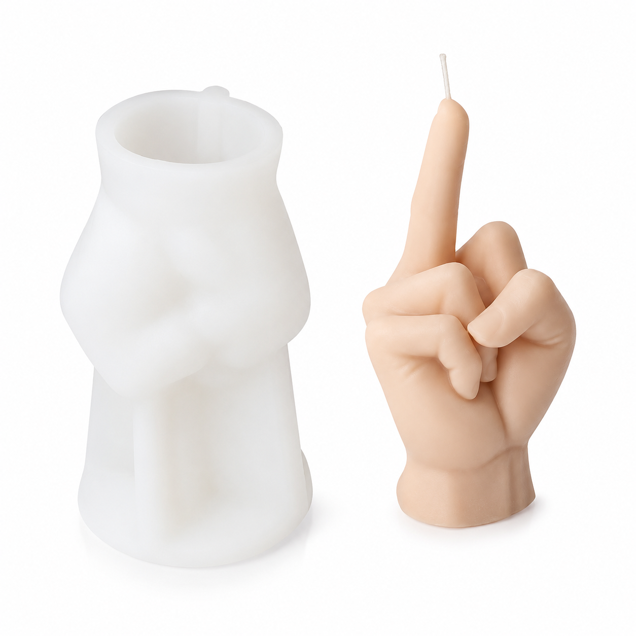 Moule en Silicone Main Doigt d'Honneur – DIY Bougies, Résine, Savon, Plâtre – Réutilisable