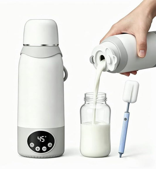 Chauffe-Biberon Portable Sans Fil 500ml Rechargeable USB-C 12000mAh – Température Réglable 37-100°C Inox 316L pour Bébé Voyage Nuit