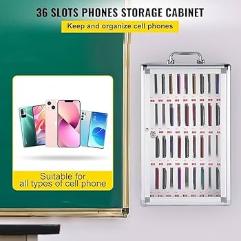Armoire Murale pour Téléphones 36 Fentes – Casier de Rangement en Alliage d’Aluminium – Salle de Classe & Bureau