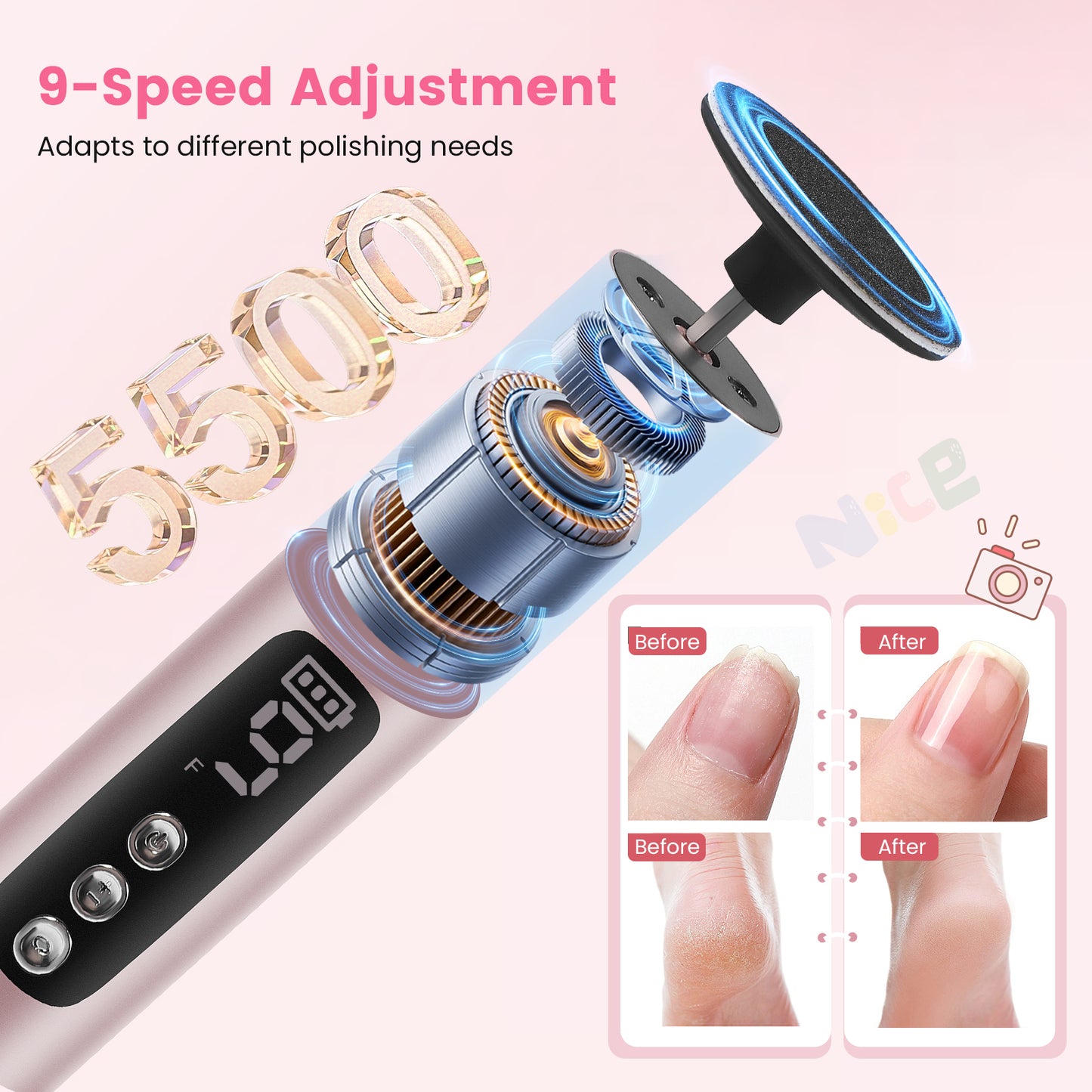 Râpe Électrique Pieds 2 en 1 Rechargeable – Éliminateur Callosités et Peaux Mortes