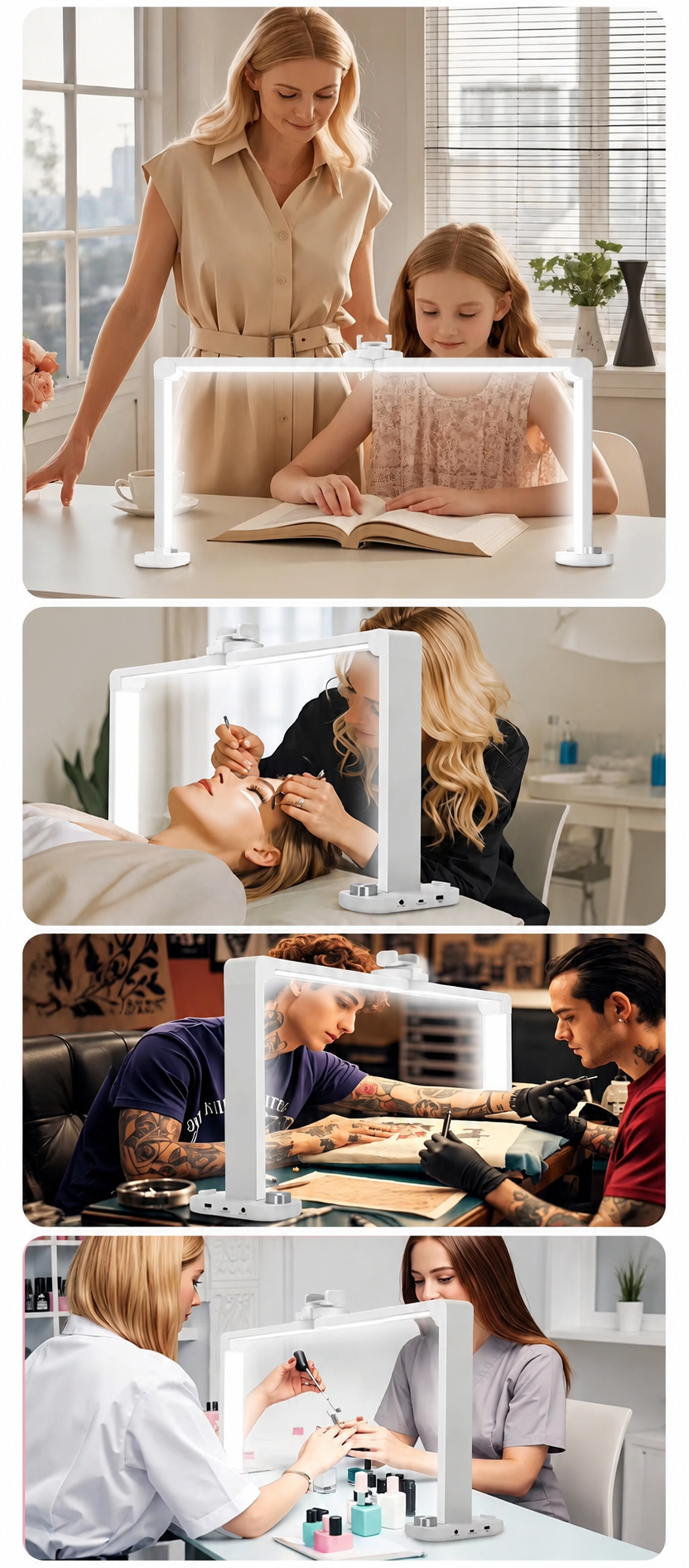 Lampe LED Demi-Lune Professionnelle pour Ongles – 3 Températures de Couleur & Luminosité Réglable – Manucure Nail Art – Prise EU