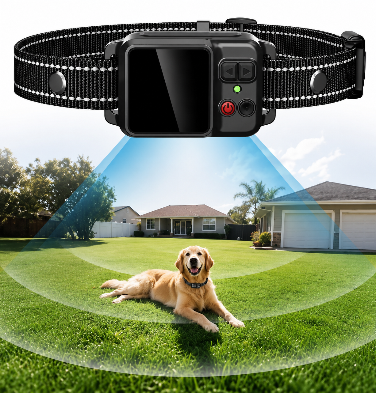 Clôture GPS Sans Fil pour Chien – Collier Rechargeable, Limite Virtuelle Réglable, Écran Couleur, Étanche