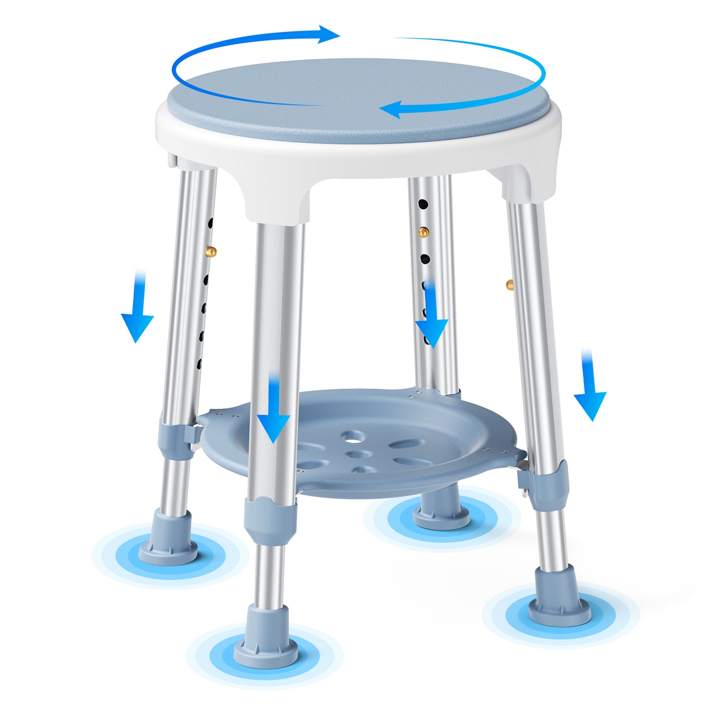 Chaise de Douche Pivotante 360° Réglable en Hauteur – Siège Antidérapant Aluminium