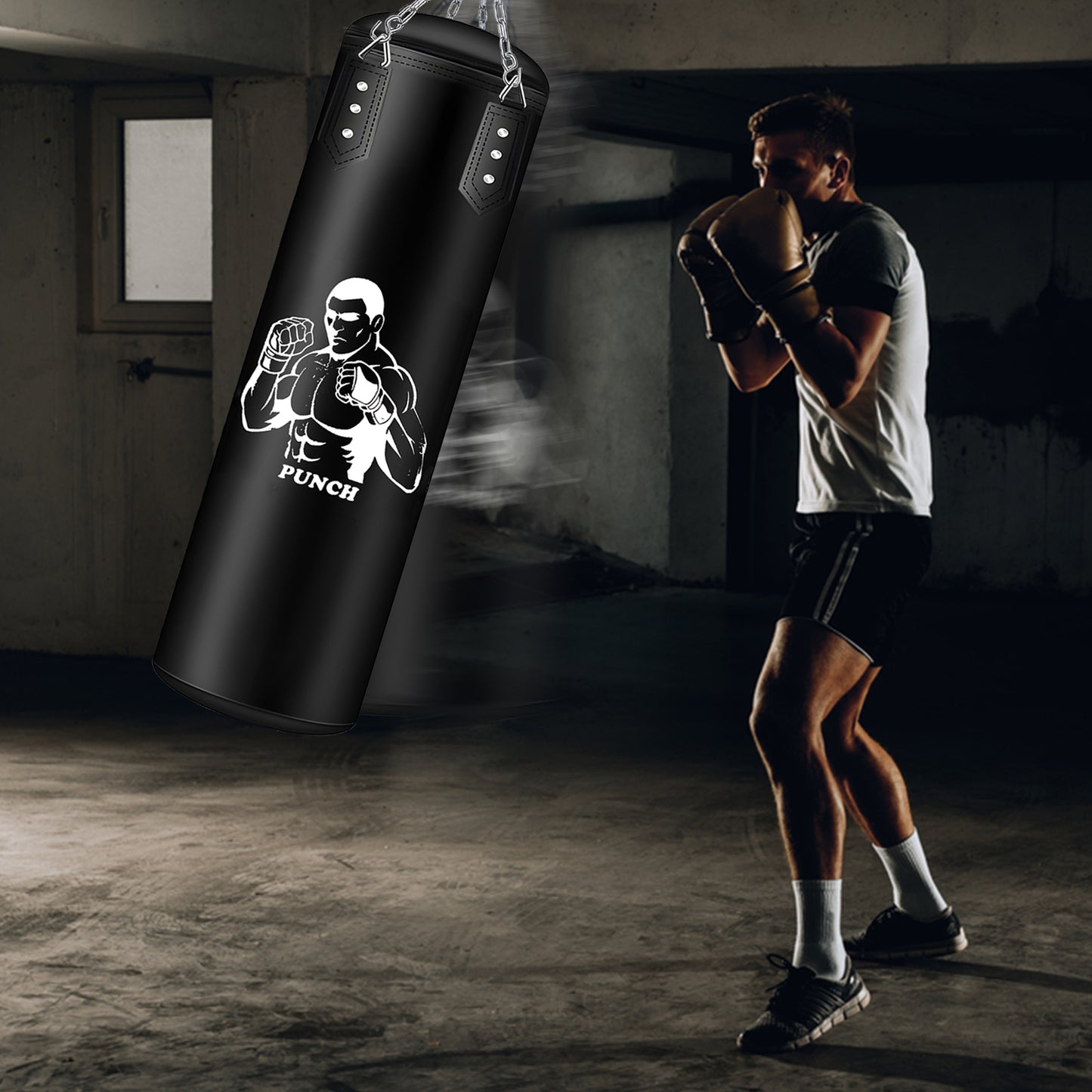 Sac de Frappe 120 cm avec Gants et Accessoires – Sac de Boxe pour Entraînement Fitness et MMA – Suspension Incluse – Adulte Débutant Confirmé