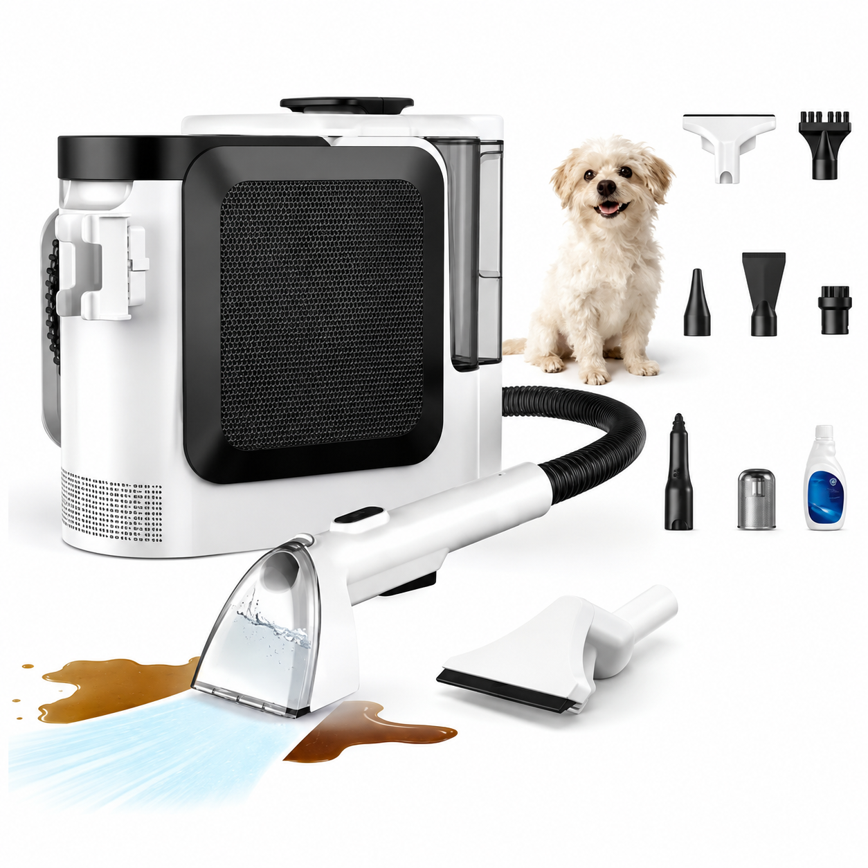 Nettoyeur de Tapis Portable 1800 W | Injecteur-Extracteur 16 kPa | Eau Froide, Chaude & Vapeur