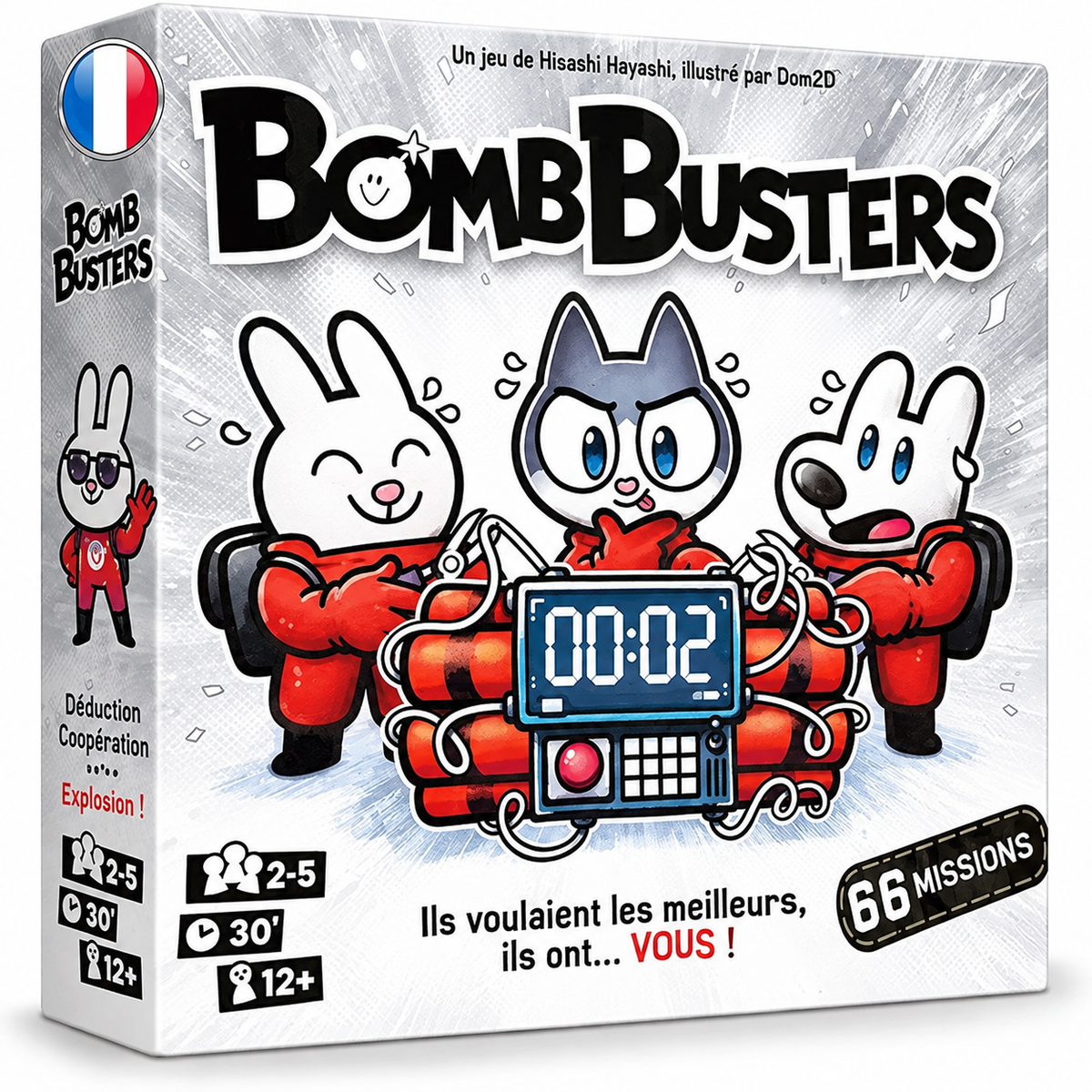 Bomb Busters – Jeu de Société Coopératif et Stratégique dès 12 Ans – 66 Missions de Désamorçage – Jeu de Réflexion et Déduction – 2 à 5 Joueurs – Version Française