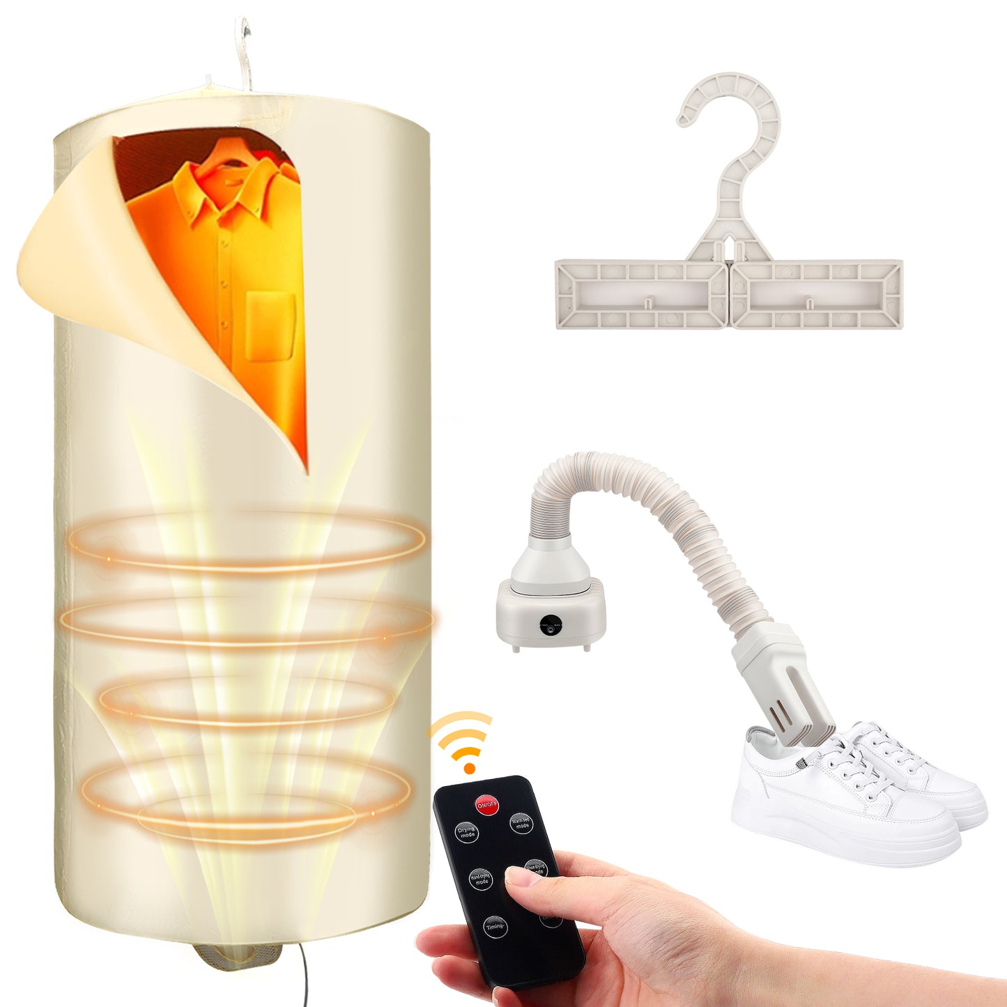 Sèche-Linge Portable 4-en-1 Pliable – Séchoir Électrique Chauffant avec Minuterie – Séchage Rapide Vêtements, Chaussures, Couettes