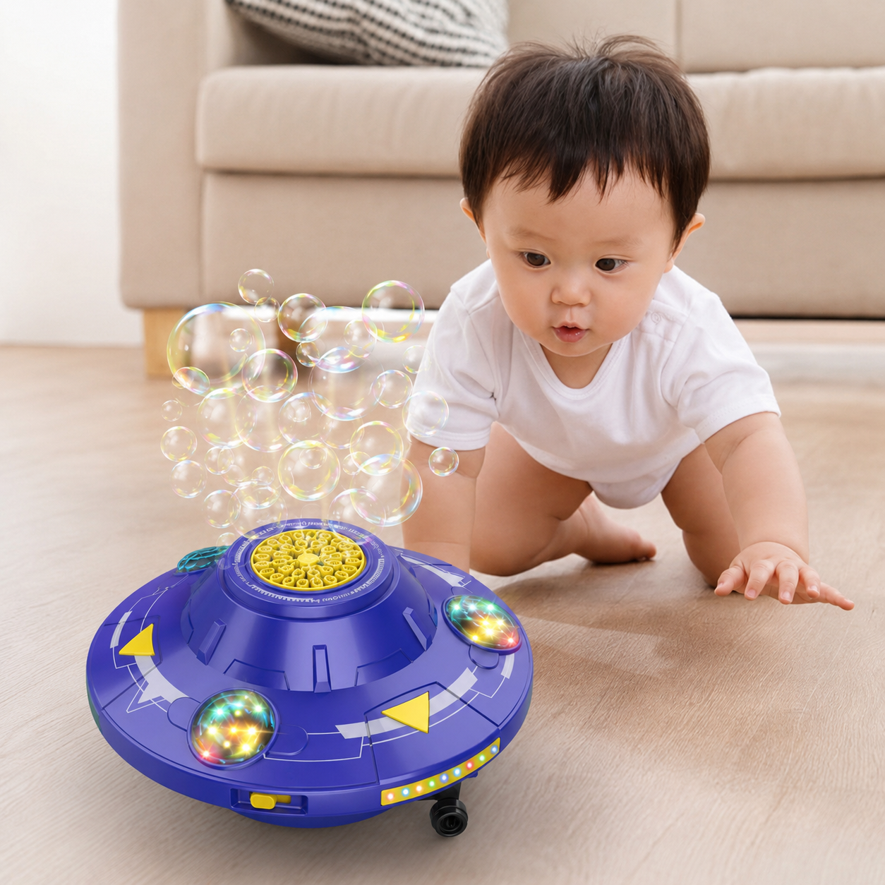 Machine à Bulles Automatique UFO LED – Souffleur Rotatif Rechargeable – Jouet Extérieur Enfant