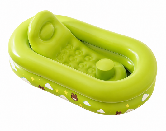 Baignoire Gonflable Bébé avec Dossier et Tapis Antidérapant – 0 à 18 Mois, Portable