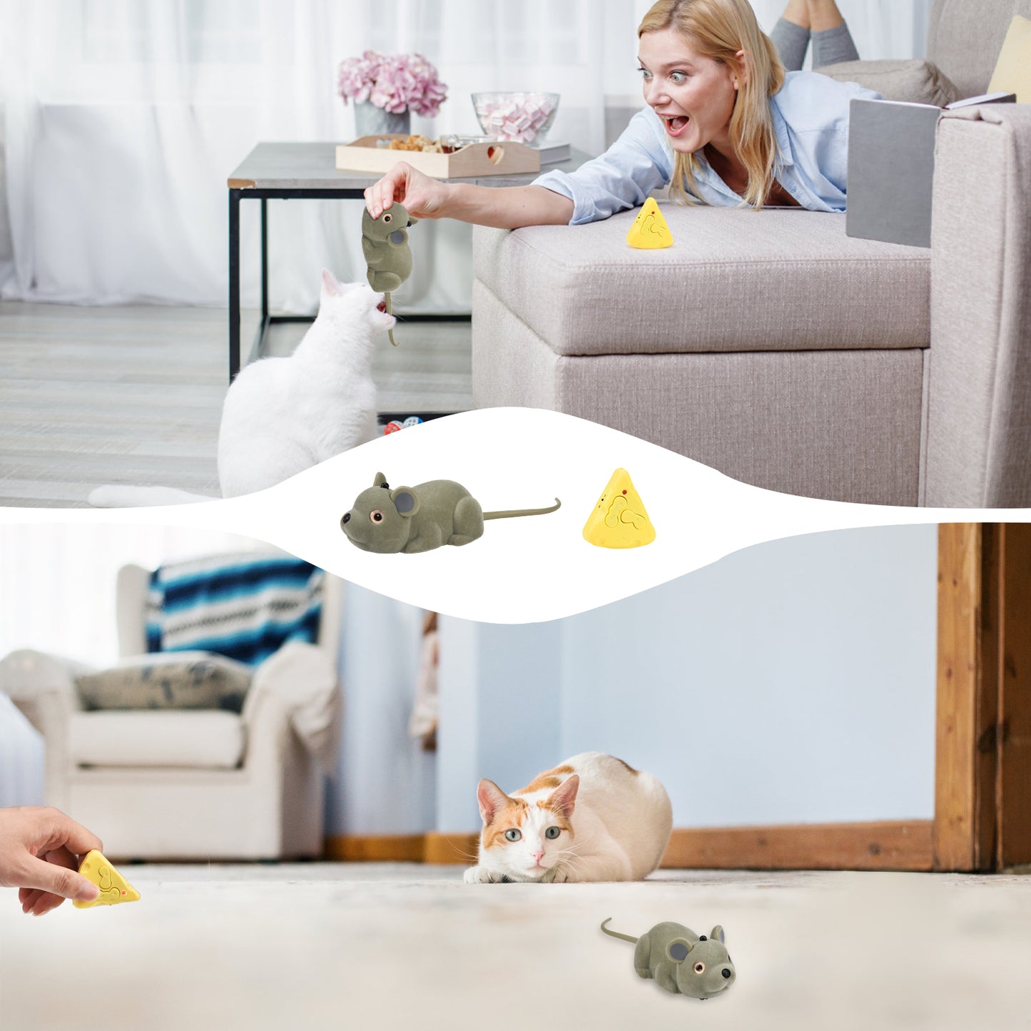 Jouet Chat Souris Interactive Rechargeable – Jouet 360° Résistant Morsures – Accessoire Chaton