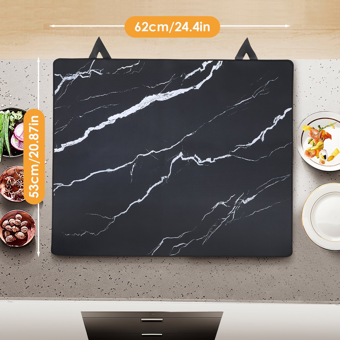 Couvercle Plaque de Cuisson 62x53 cm – Protection Cuisinière Verre Antidérapant Pliable