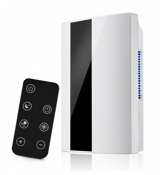 Déshumidificateur d'Air Électrique 2,2L 220V – Écran Numérique, Télécommande, Minuterie & Mode Nuit – Blanc
