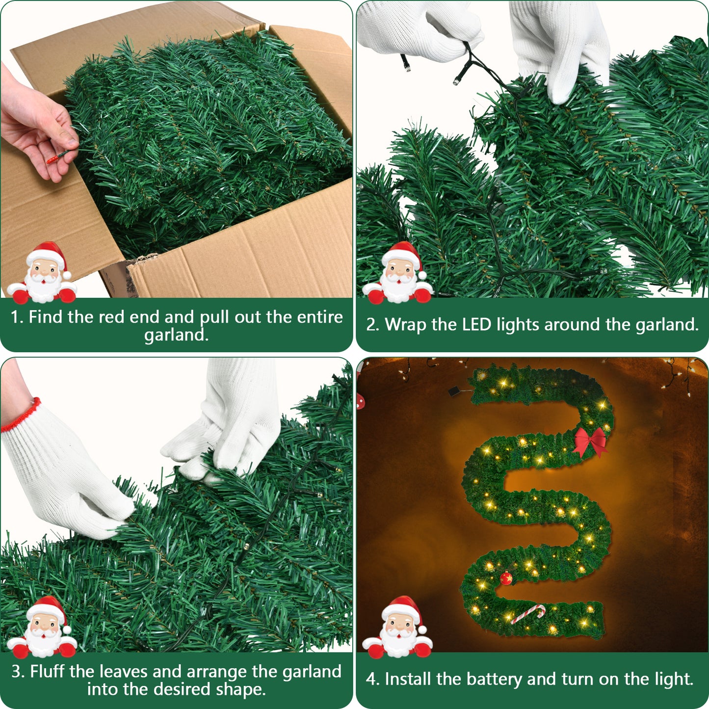 Guirlande de Noël Verte Artificielle – Décoration de Noël à Suspendre – Couronne et Décoration DIY