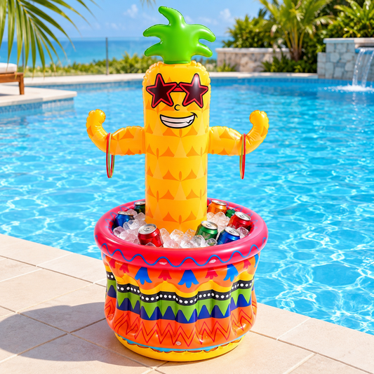 Bar Flottant Gonflable Tiki – Glacière & Porte-Boissons Flottant – Piscine, Spa & Fêtes Été