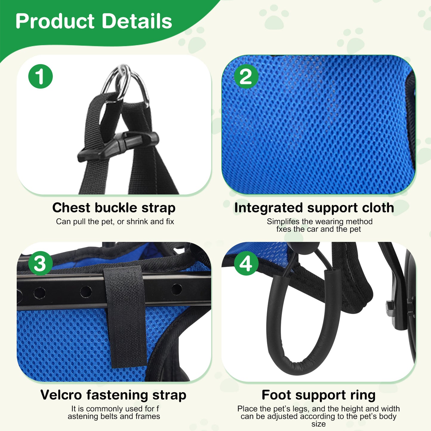 Chariot Rééducation Chien Chat – Aide Mobilité Réglable avec Roues – Support Marche Animal