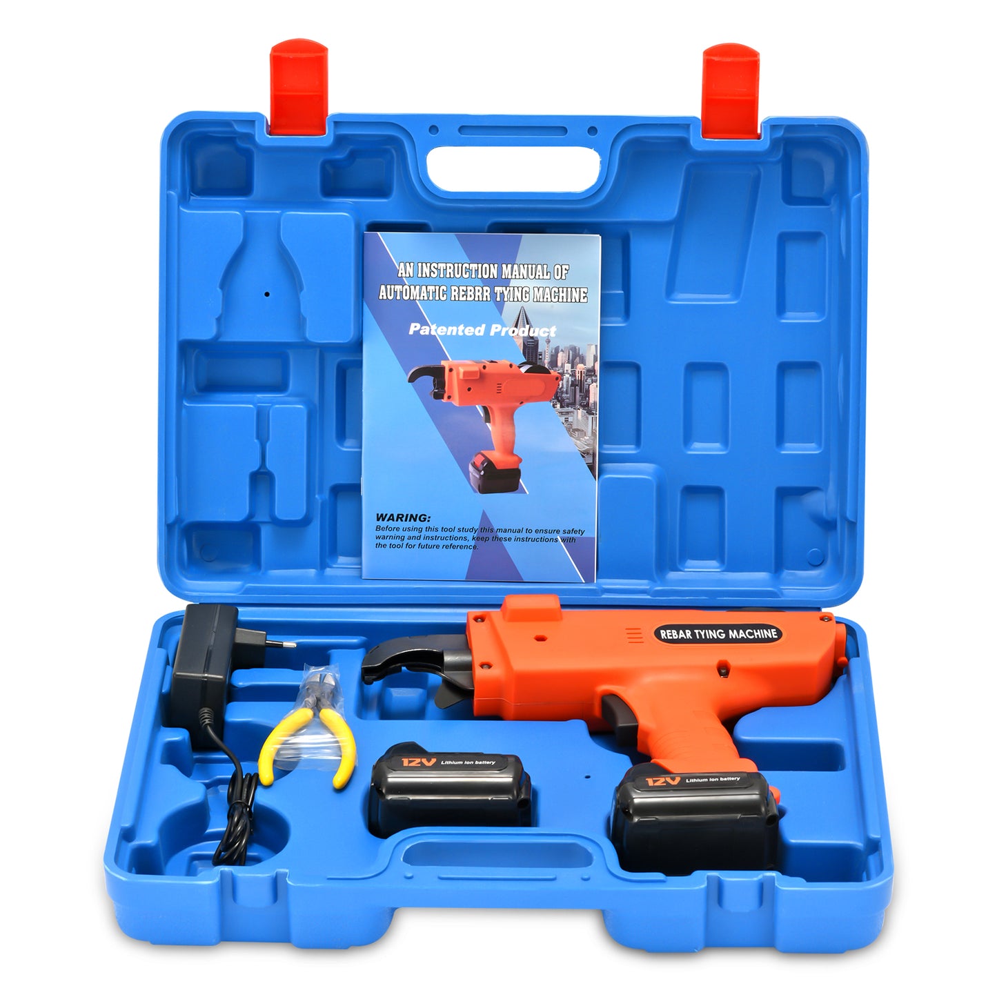 Machine à relier les barres d’armature 12V – Relieuse électrique automatique avec coffret – Outil portable pour fer à béton