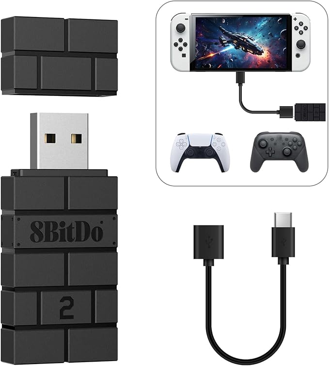 Adaptateur Bluetooth USB Sans Fil Compatible PS5 PS4 Xbox Switch PC Android Raspberry Pi – Récepteur Manette Gaming 8BitDo Wireless Adapter 2