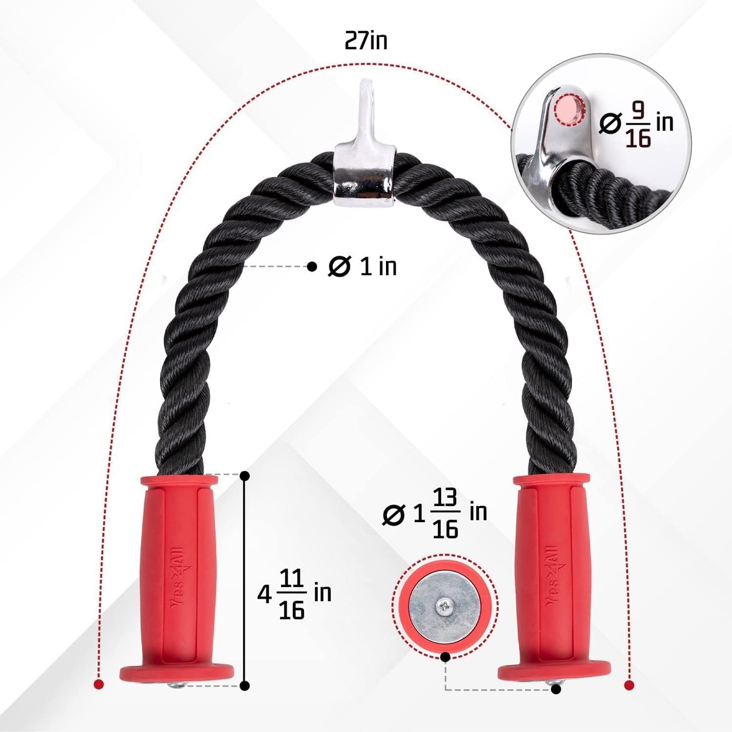 Corde Triceps Musculation avec Mousqueton pour Poulie Fitness Tirage Haute et Basse Renforcement Musculaire