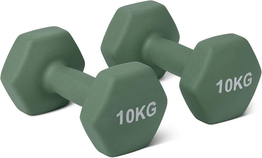 Haltères Hexagonaux 10 kg en Néoprène – Paire de Poids Antidérapants pour Musculation et Fitness