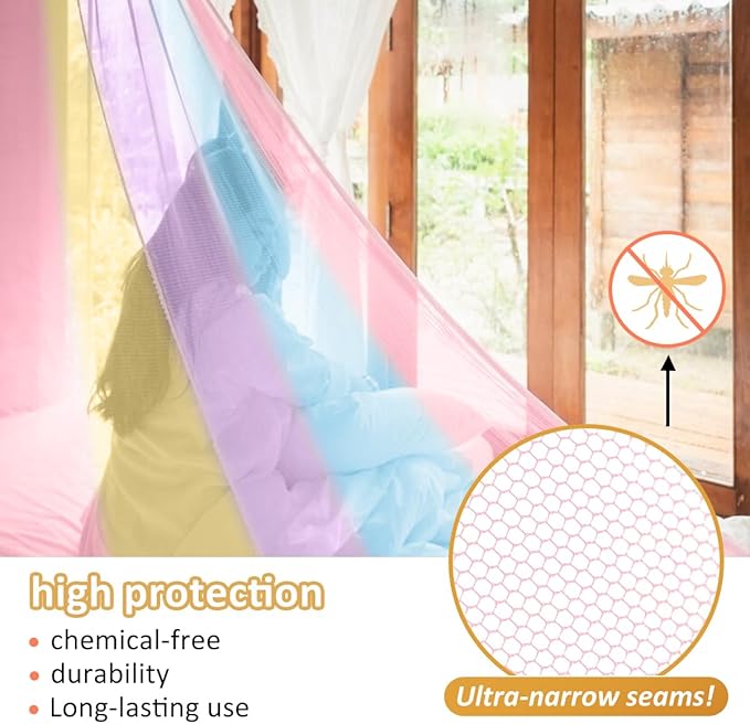 Moustiquaire de Lit Rose Universelle Pliable – Ciel de Lit Anti-Insectes pour Adulte Bébé Chambre Voyage Camping