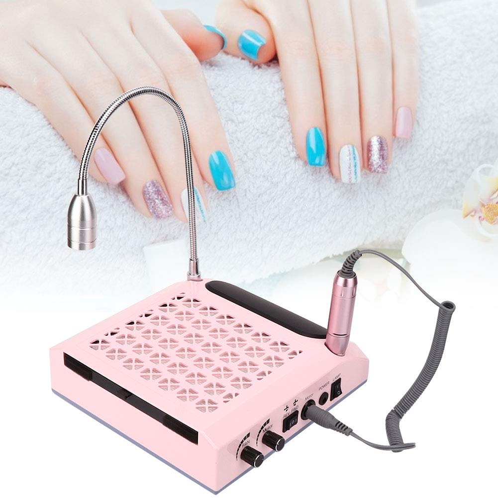 Kit Manucure Électrique 4-en-1 avec Lampe LED 80W – Ponceuse à Ongles Portable – Aspirateur de Poussière Intégré – Ensemble Nail Art UV Gel et Manucure