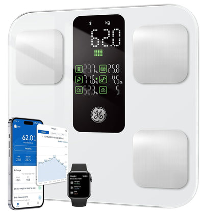 Balance Connectée Bluetooth 180 kg – 14 Indicateurs Corporels, IMC, Masse Graisseuse & Musculaire – App iOS & Android