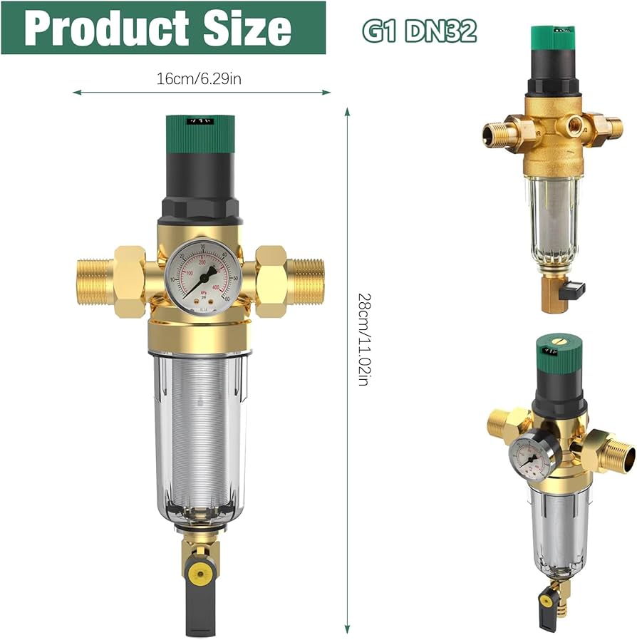 Régulateur de Pression d’Eau 3/4 Pouce en Laiton – Réducteur avec Manomètre – Contrôle Hydraulique