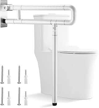 Barre d’Appui Murale Pliable pour WC – Poignée de Sécurité Salle de Bain pour Personnes à Mobilité Réduite