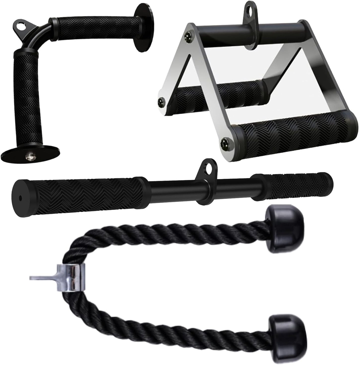 Kit Accessoires Musculation Poulie – Barre de Tirage, Poignée Double D, Barre Droite & Corde Triceps – Home Gym & Salle de Sport