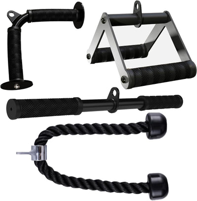Kit Accessoires Musculation Poulie – Barre de Tirage, Poignée Double D, Barre Droite & Corde Triceps – Home Gym & Salle de Sport