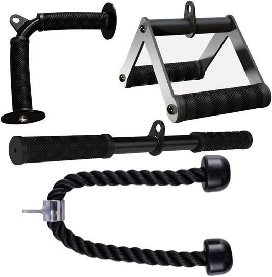 Kit Accessoires Musculation Poulie – Barre de Tirage, Poignée Double D, Barre Droite & Corde Triceps – Home Gym & Salle de Sport