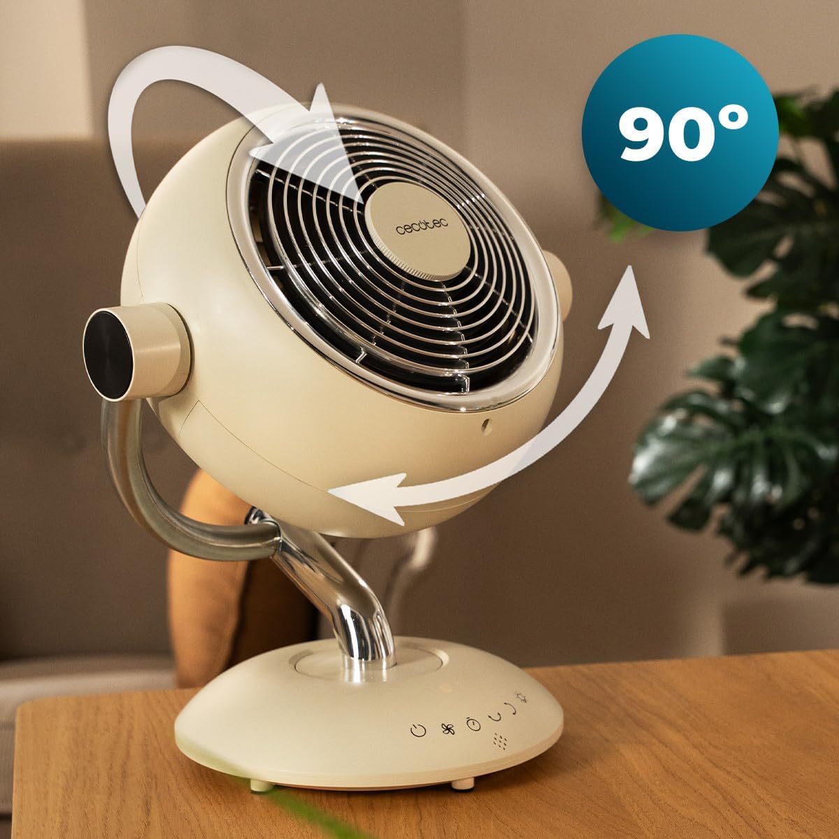 Ventilateur de Table Silencieux 35 W avec Télécommande – 6 Vitesses, Oscillation Automatique, Inclinaison Réglable, Minuterie 9 h, Éclairage LED, Ventilateur de Bureau et Chambre