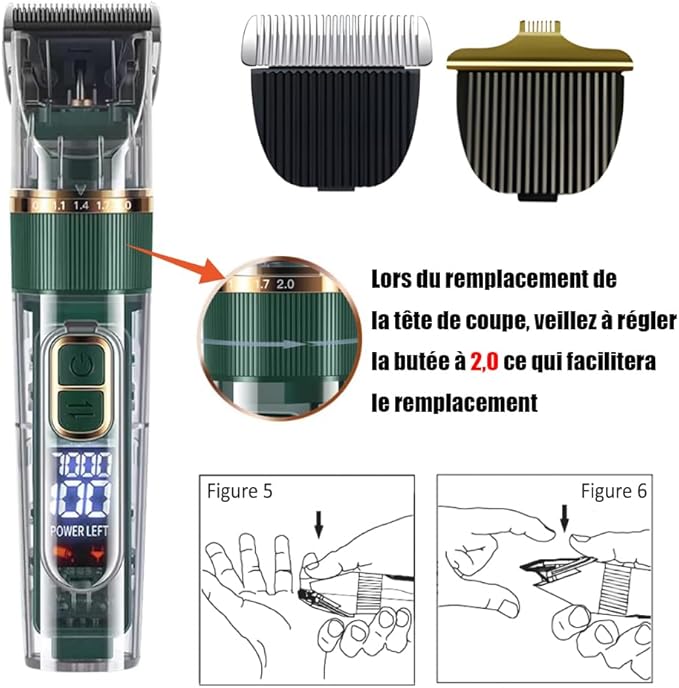Tondeuse Professionnelle pour Chien et Chat LED Étanche IPX7 Rechargeable 3 Vitesses avec Accessoires