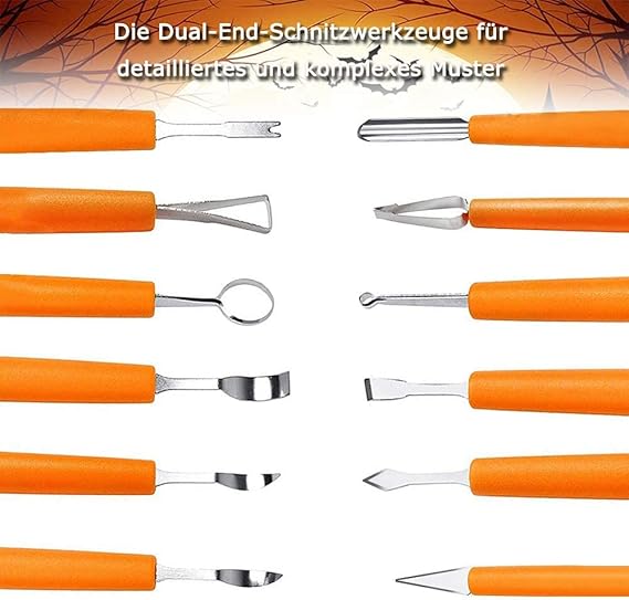 Kit Sculpture Citrouille Halloween 11 Pièces – Outils Gravure Acier Inoxydable avec Étui