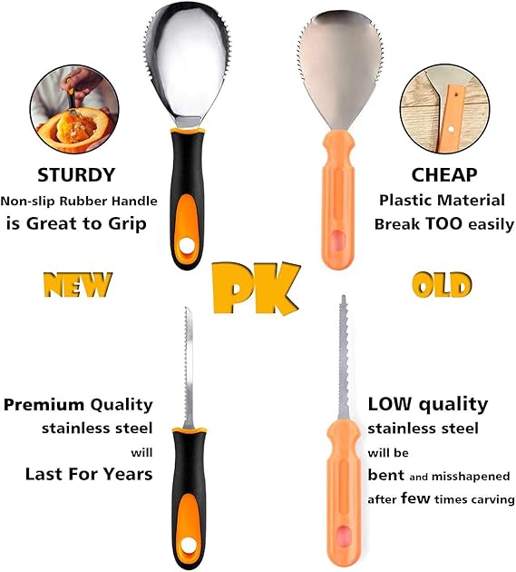 Kit Sculpture Citrouille Halloween 11 Pièces – Outils Gravure Acier Inoxydable avec Étui