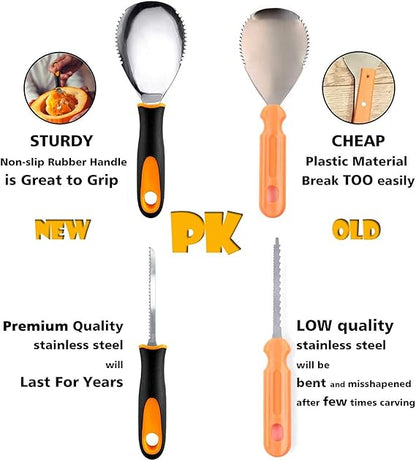 Kit Sculpture Citrouille Halloween – 11 Pièces Acier Inoxydable – Outils Gravure avec Étui