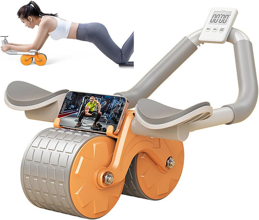 Roue Abdominale à Rebond Automatique avec Support Coudes & Compteur – Musculation Abdos Fitness Domicile – Orange