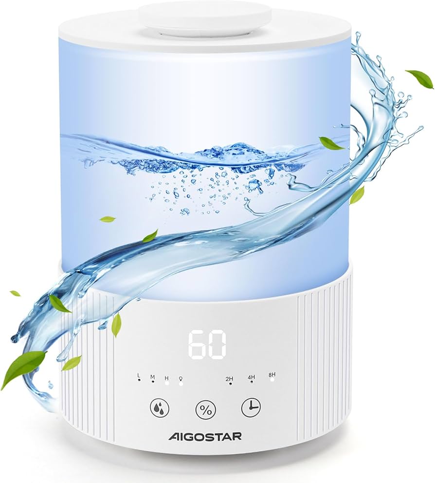 Humidificateur d’Air 2,5L Ultrasonique – Diffuseur d’Huiles Essentielles, Silencieux, Réglage d’Humidité, Autonomie Longue Durée