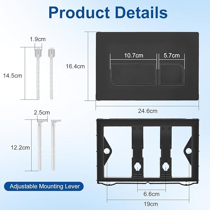 Plaque de Commande WC Suspendu Double Chasse Compatible Geberit Sigma 01/20/21/30/50 UP300 UP320 Noir