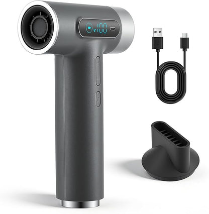 Sèche-Cheveux Sans Fil USB-C Rechargeable 200W – Mini Sèche-Cheveux Portable avec Écran Numérique – 3 Températures – Hair Dryer Voyage Compact