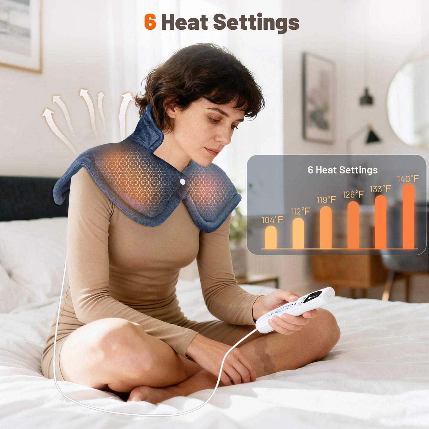 Coussin chauffant électrique pour cou et épaules – Massage cervical – 9 niveaux de chaleur