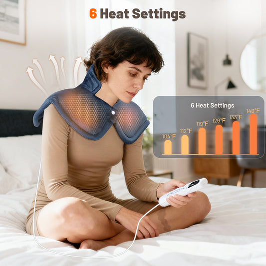 Coussin chauffant électrique pour cou et épaules – Massage cervical – 9 niveaux de chaleur