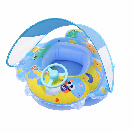 Bouée Bébé Gonflable avec Siège et Pare-Soleil Amovible – Flotteur Piscine 0-3 Ans