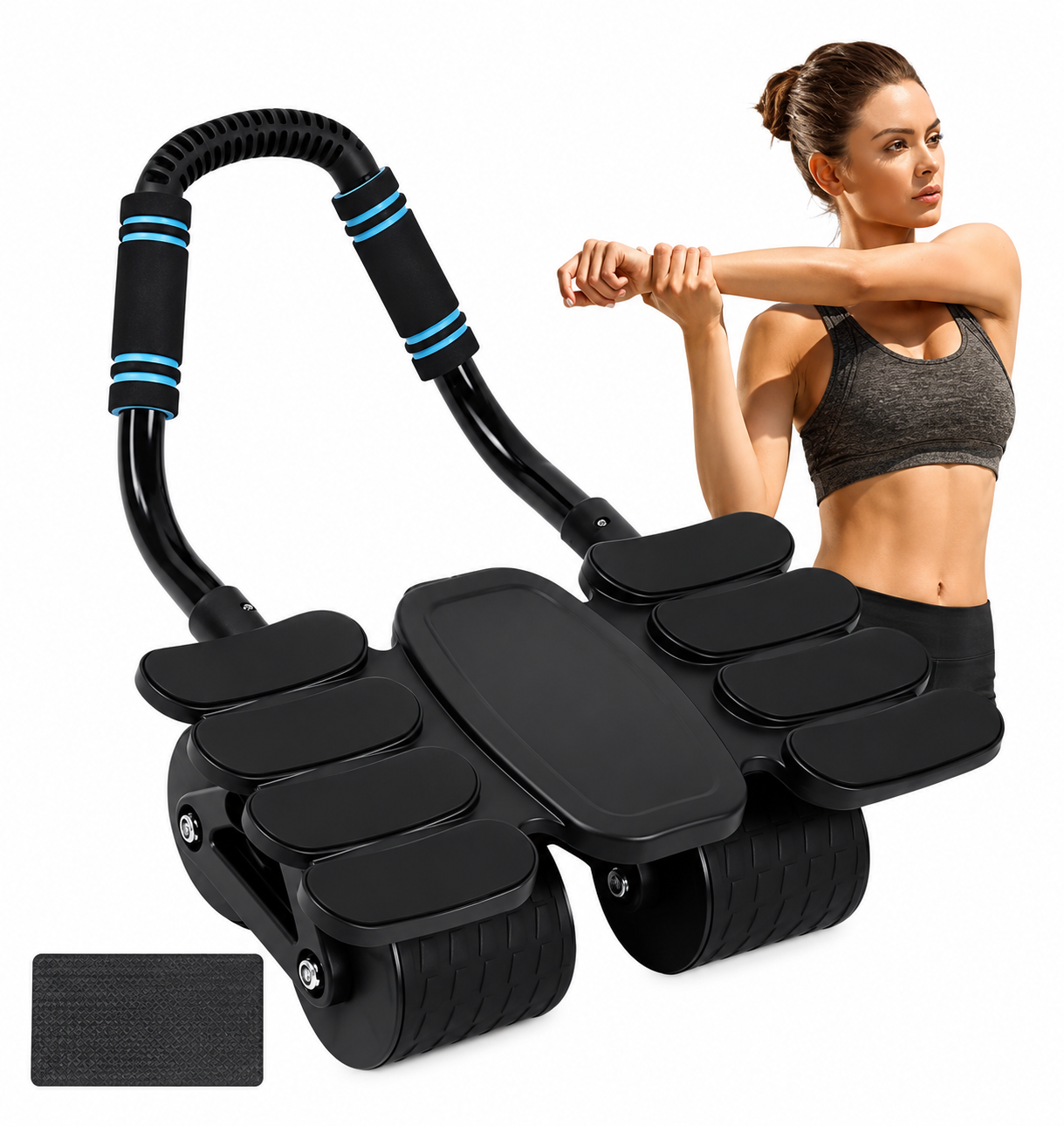Rouleau Abdominal 4 Roues à Rebond Automatique avec Support Coudes – Gainage & Musculation à Domicile