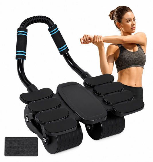 Rouleau Abdominal 4 Roues à Rebond Automatique avec Support Coudes – Gainage & Musculation à Domicile