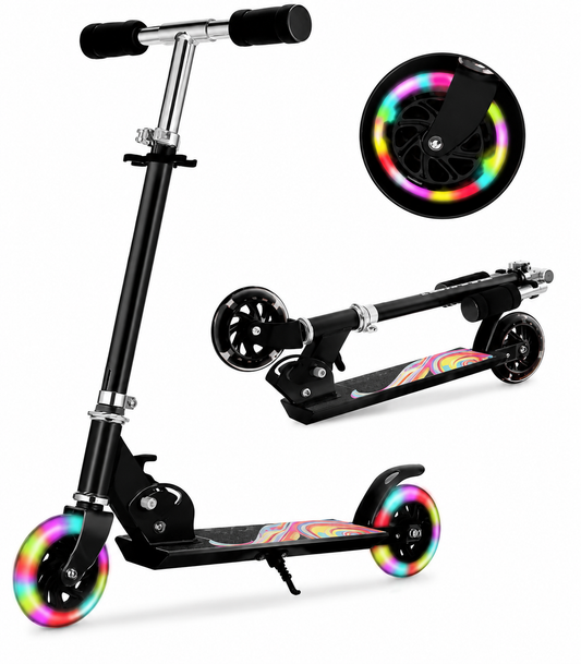Trottinette Pliable Enfant avec Roues LED – Guidon Réglable – Scooter 2 Roues Garçons & Filles jusqu’à 50 kg