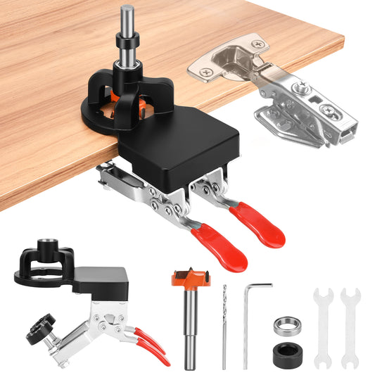 Kit Gabarit de Perçage 35 mm pour Charnières Invisibles – Guide de Découpe et Perforateur pour Portes d’Armoires et Meubles