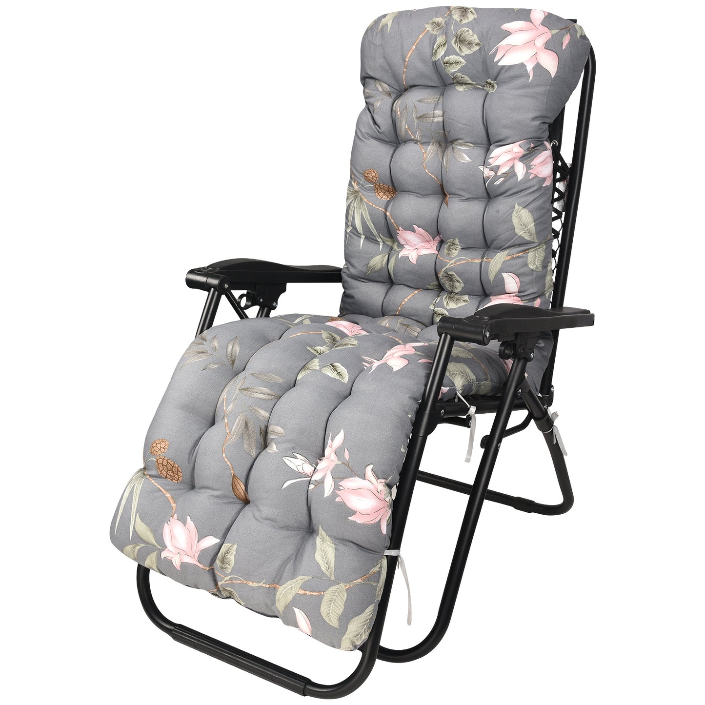 Coussin de Chaise Longue Épais – Coussin Jardin avec Housse Antidérapante et Fixation